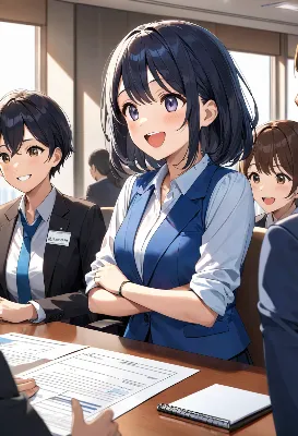 会議室に輝く笑顔の未来