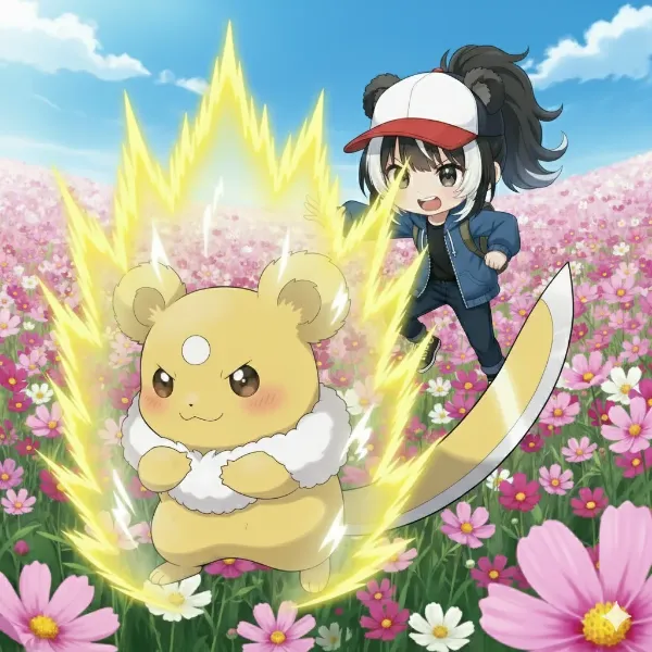 🧸「コスモス畑で、クマモンバトル」の巻き🌕🏝