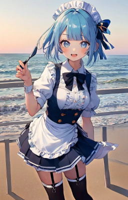 海と青髪さん
