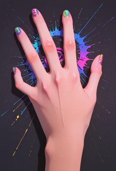 カラフルネイルの輝く手