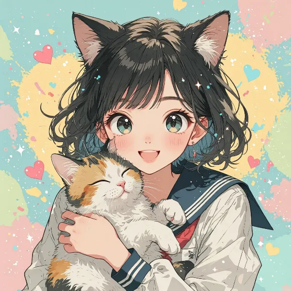 猫耳少女と子猫の甘い秘密の時間