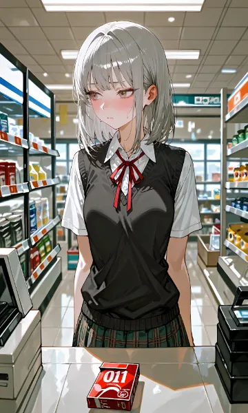 銀髪ショート　買い物