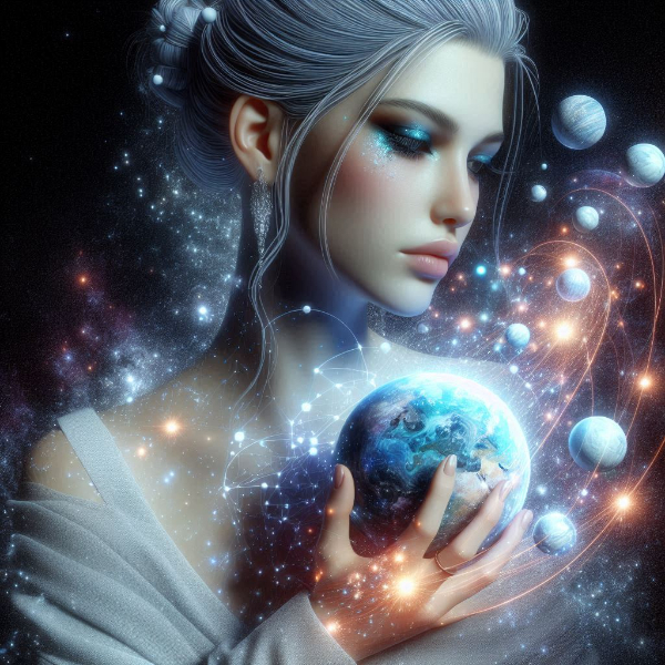 小宇宙を抱きしめた女性