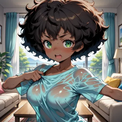 濡れ透けたシャツの少女