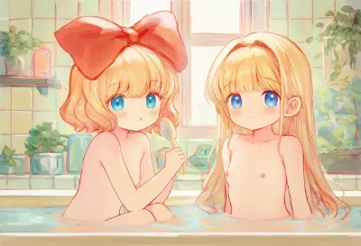 ふたりでお風呂なので狭い・・・