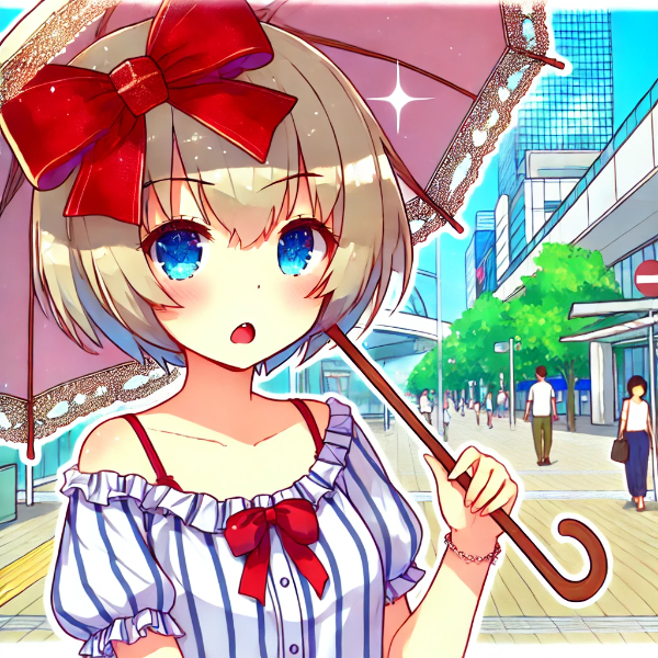 まだまだ暑いので日傘