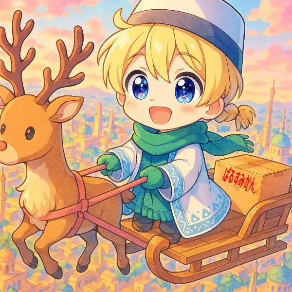 【ちび】帰還前のトナカイに買い物を手伝ってもらったのだ。