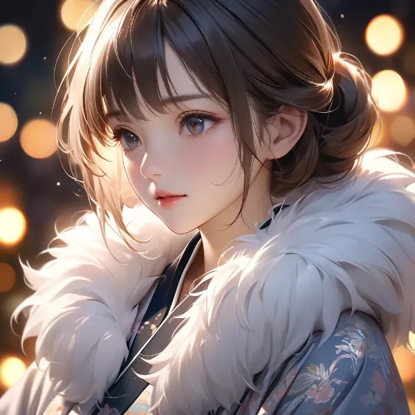 冬の祭りに佇む少女