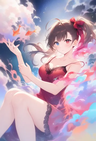 海の中で泳ぐ少女