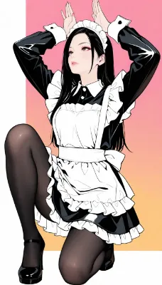 メイドの可愛い攻撃ポーズ