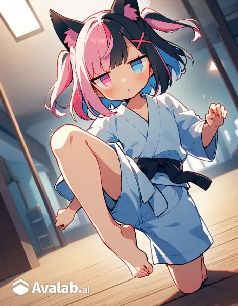 ツーサイドアップ空手少女