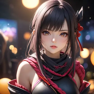 幻想光に浮かぶ黒髪の美少女