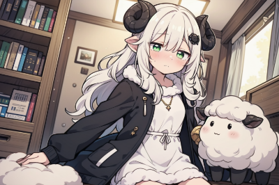 羊娘　屋内　私服