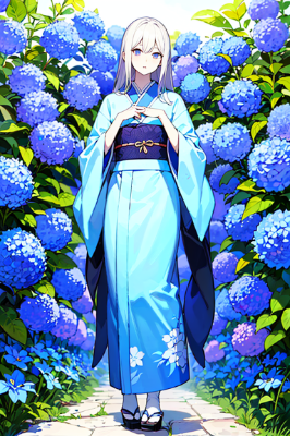 和服と花