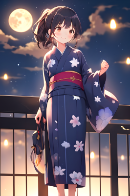 月夜の浴衣