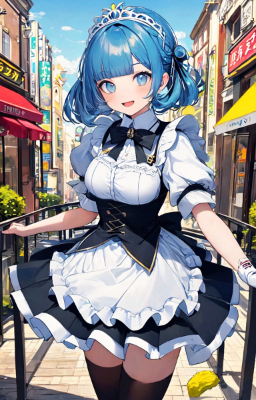 青髪メイドさんの外出