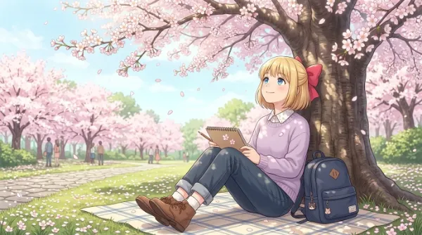 桜見てる