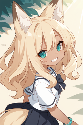 光の中のギャル狐さん