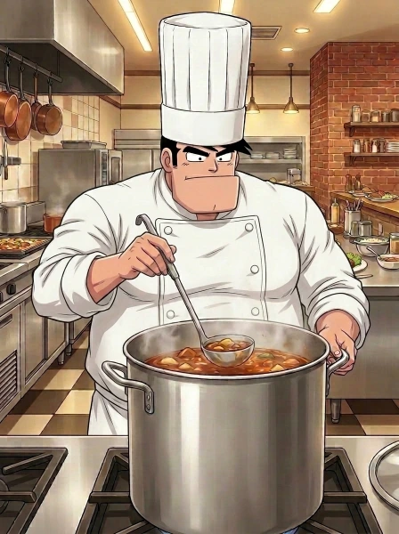 調理中のコックさん