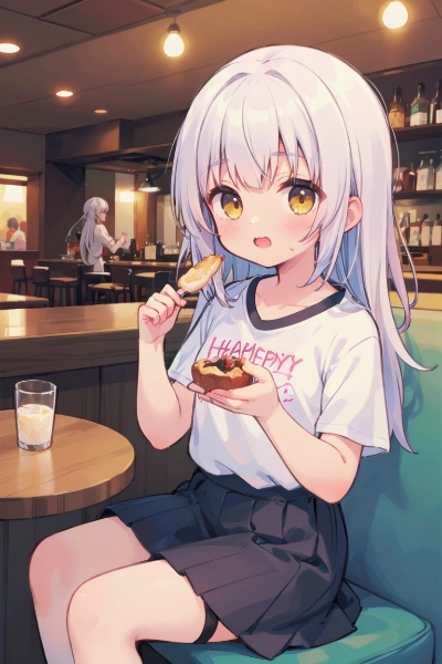 エビプリンを食べる少女