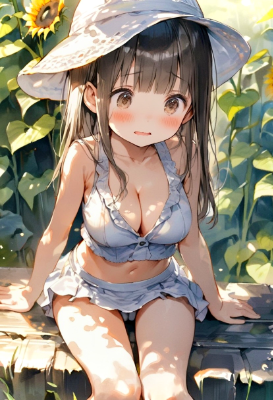 ヒマワリ畑にて
