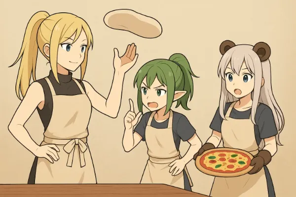 くるくるピザと巫女の鉄槌