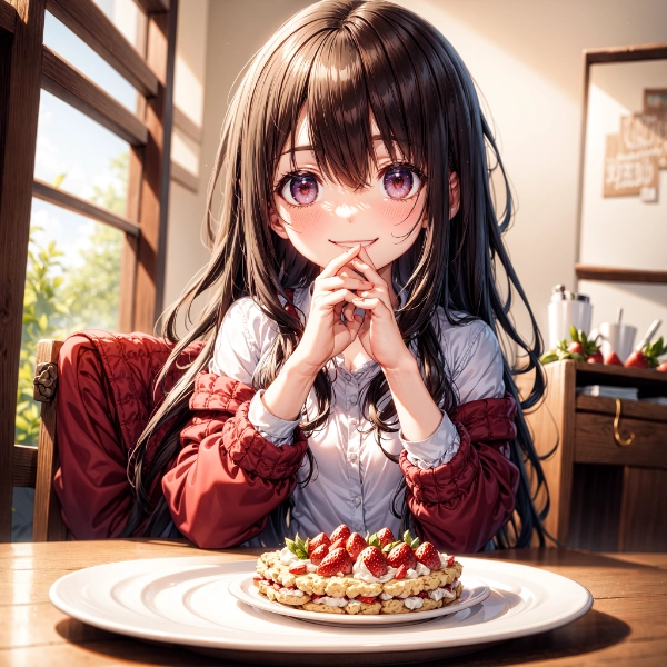 イチゴのショートケーキと女の子