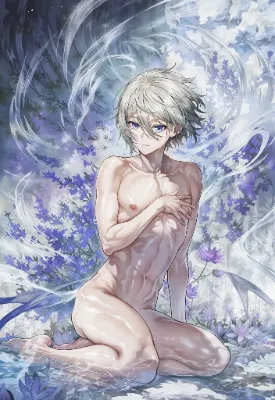 花畑と美しいヌード姿の蘭陵王(FGO)！