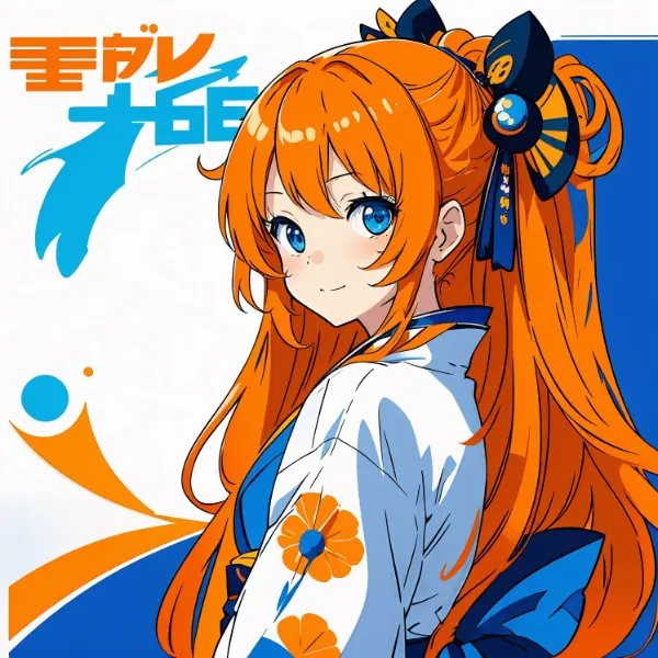 【和 - 着物】橙髪の少女 - 弐