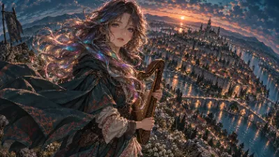 髪に魔力をまとう吟遊詩人、城塞都市にやってくる（GPT-6 Astra軽）