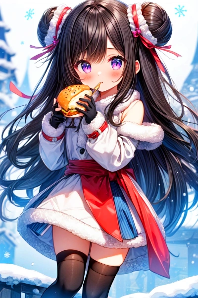 肉まんっぽいものを食べる、うちの子★(2枚)