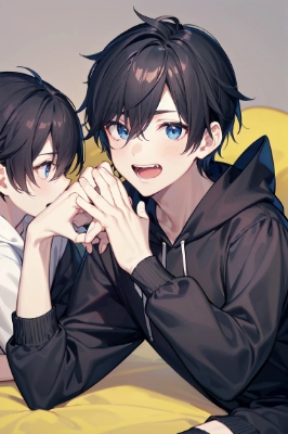 少年の寝転んでいる画像