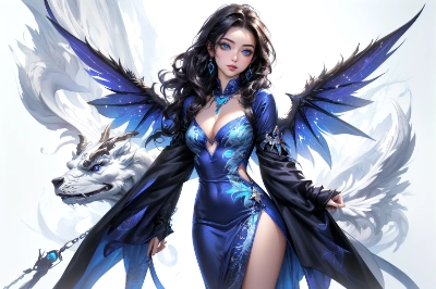 fantasy art wings cowboy shot