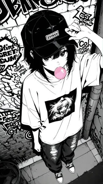 ストリートファッション(モノクロコミック風)