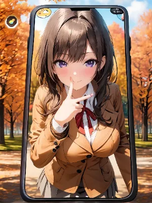 秋の公園で彼女と