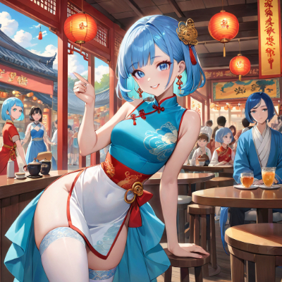 昼下がりの青髪さん