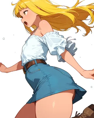 風の誘いに応えて、彼女は駆け出した