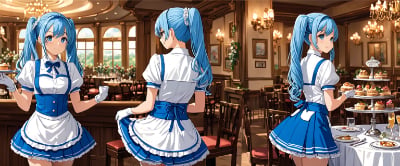 ウエイトレス青髪さん