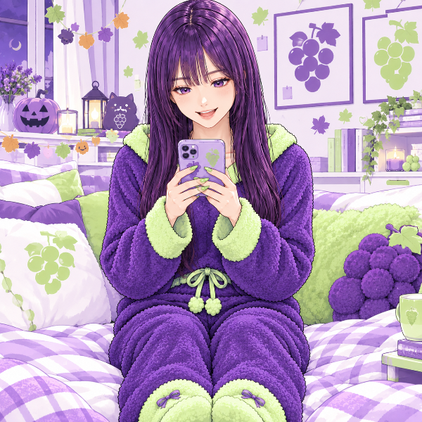 10/8 モコモコ部屋着のピオちゃん🍇
