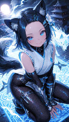 月夜の忍猫少女と白狐の秘儀