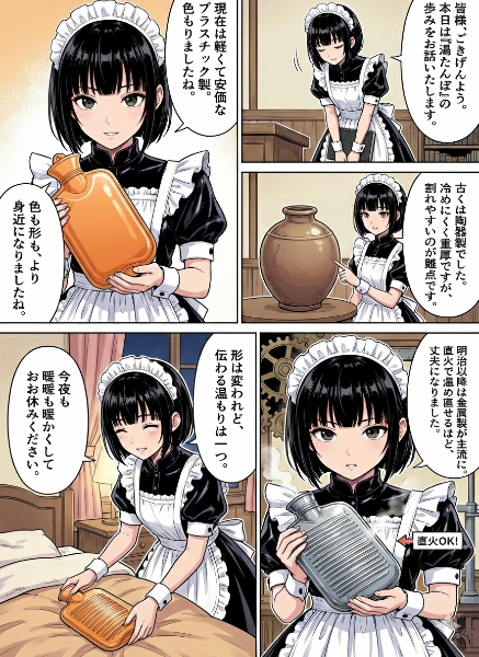 龍くんが湯たんぽの歴史を解説するマンガ