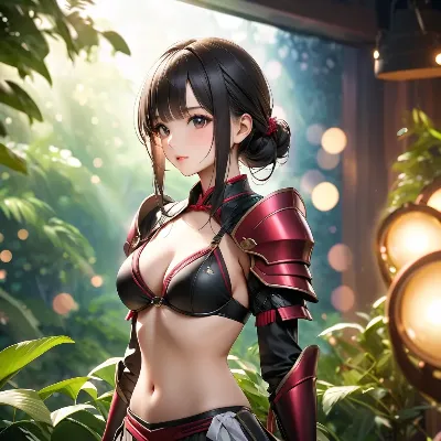 緑の光に輝く戦士の美女