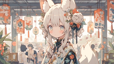 和服の狐娘