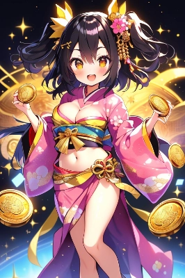 ぼろ儲けした和風の女の子です