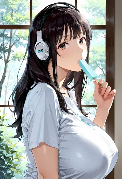 音楽聴きながらアイス