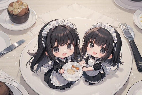 お皿に乗ったメイドさん