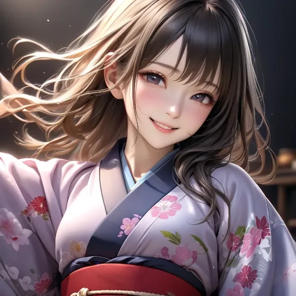 花咲く浴衣の微笑み