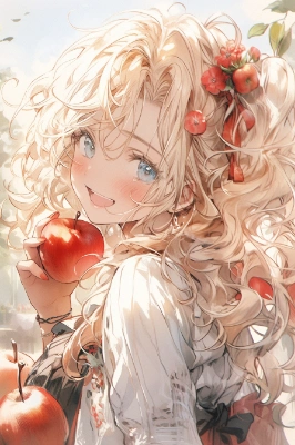 りんごと金髪の少女