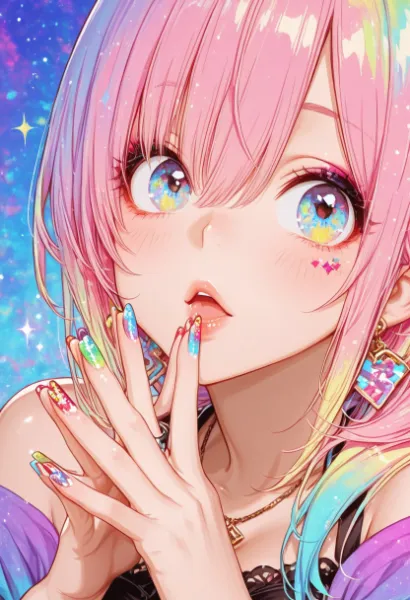 虹色髪の星空少女