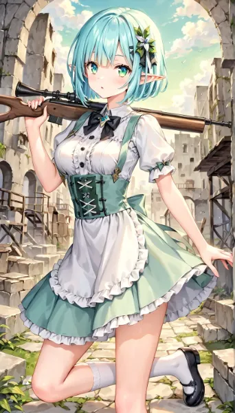 銃を持つエルフちゃん